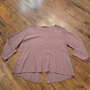 Cut Loose Rhubarb Checkered Crinkle 3/4 Sleeve Blouse